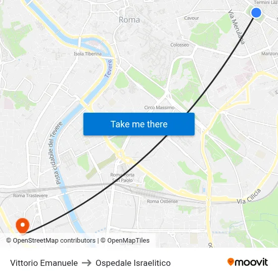 Victor Emmanuel to Israelitic Hospital map