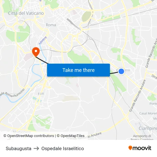 Subaugusta to Ospedale Israelitico map