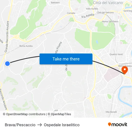 Brava/Pescaccio to Ospedale Israelitico map