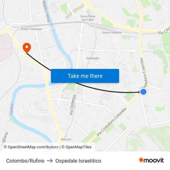 Colombo/Rufino to Ospedale Israelitico map