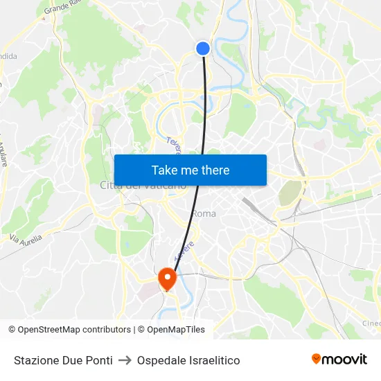 Due Ponti Station to Israelitic Hospital map