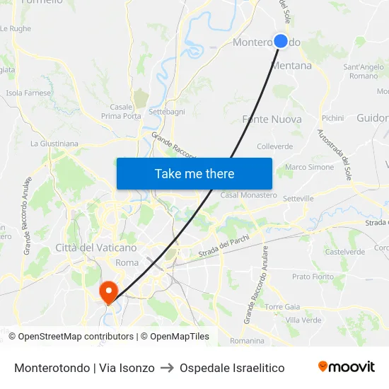 Monterotondo | Via Isonzo to Ospedale Israelitico map