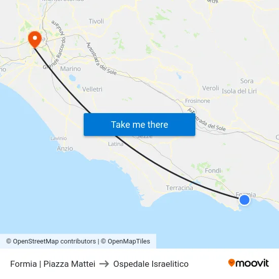 Formia | Piazza Mattei to Ospedale Israelitico map