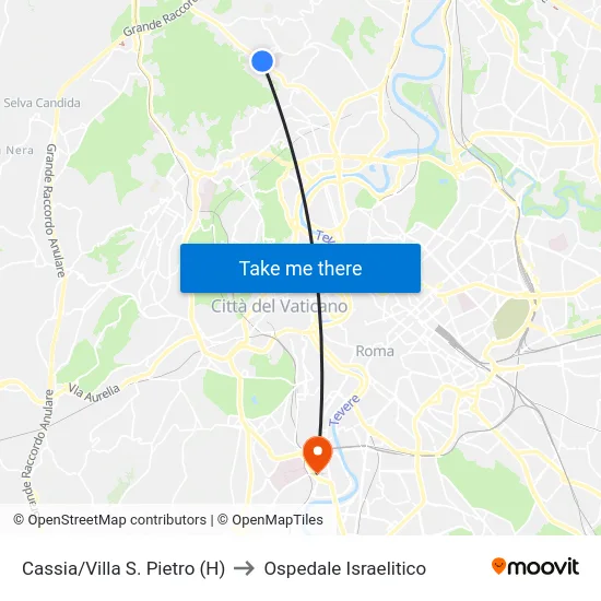 Cassia/Villa S. Pietro (H) to Ospedale Israelitico map