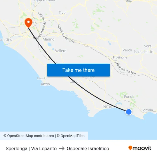 Sperlonga | Lepanto Street to Israelitic Hospital map