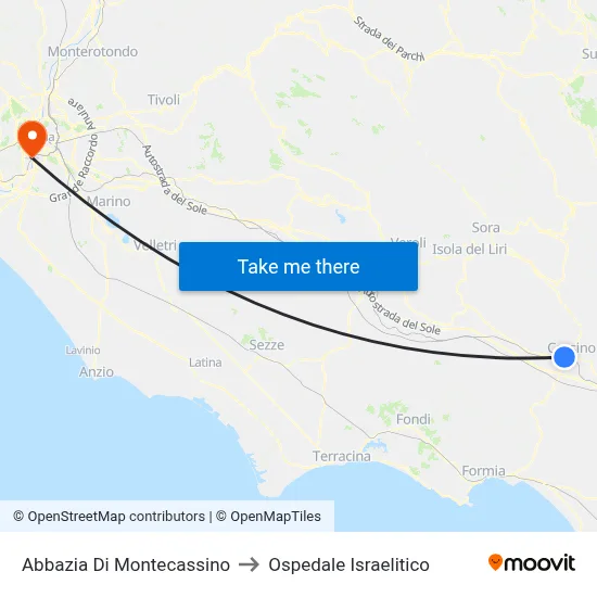 Abbazia Di Montecassino to Ospedale Israelitico map