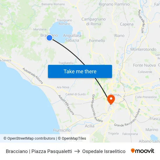 Bracciano | Piazza Pasqualetti to Ospedale Israelitico map