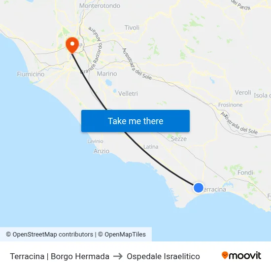 Terracina | Borgo Hermada to Ospedale Israelitico map