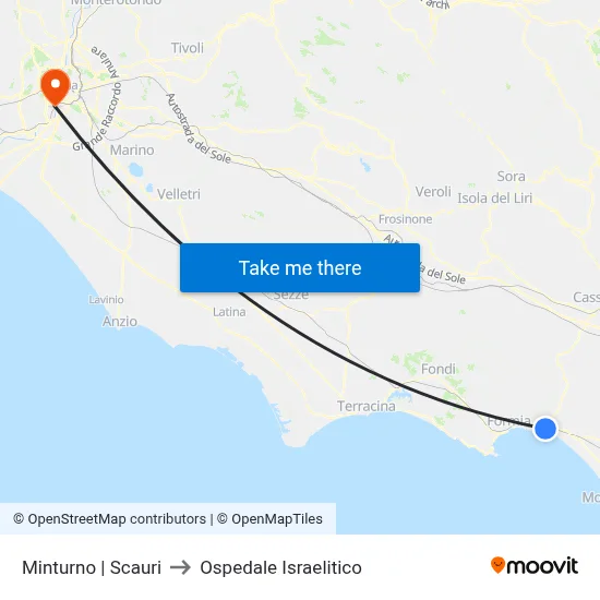 Minturno Scauri to Israelitic Hospital map