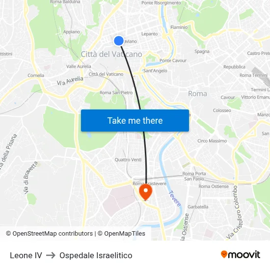 Leone IV to Israelitic Hospital map