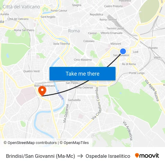 Brindisi/San Giovanni (Ma-Mc) to Ospedale Israelitico map