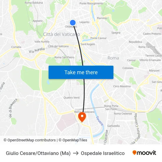 Giulio Cesare/Ottaviano (Ma) to Ospedale Israelitico map