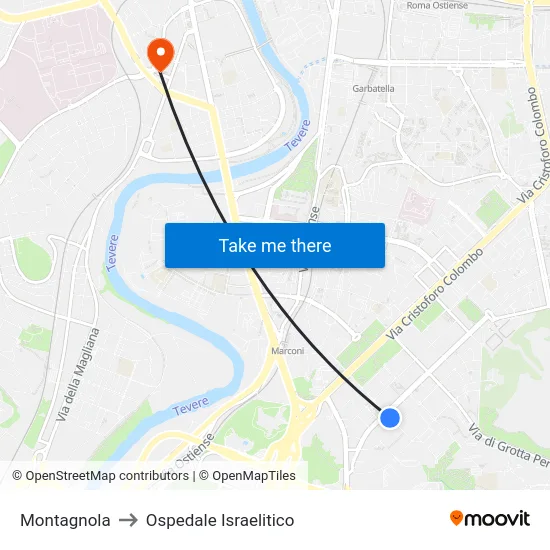 Montagnola to Ospedale Israelitico map