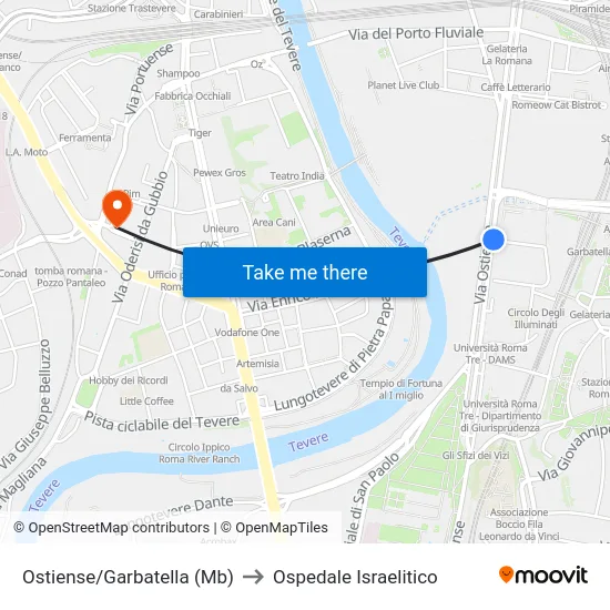 Ostiense/Garbatella (Mb) to Ospedale Israelitico map
