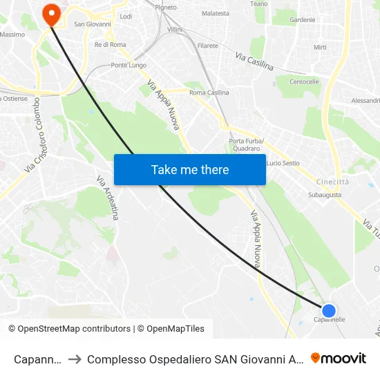 Capannelle to Complesso Ospedaliero SAN Giovanni Addolorata map