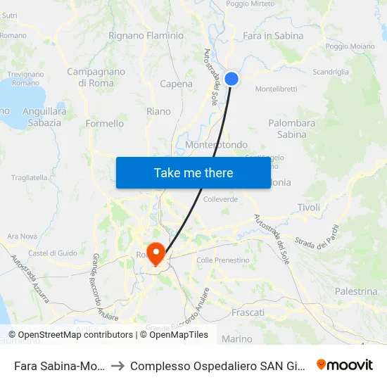 Fara Sabina-Montelibretti to Complesso Ospedaliero SAN Giovanni Addolorata map