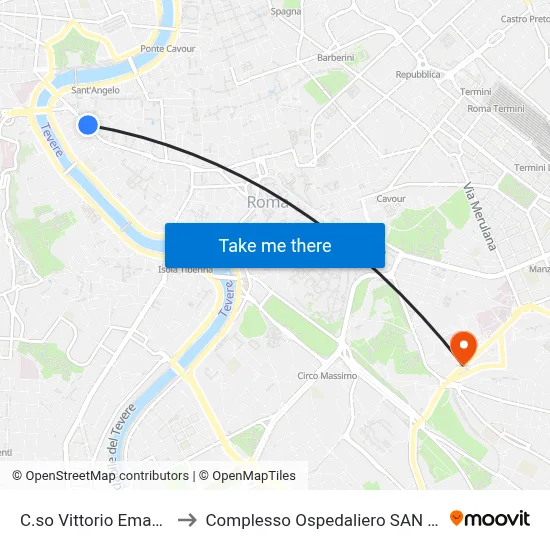 Vittorio Emanuele Course/Tassoni to San Giovanni Addolorata Hospital Complex map