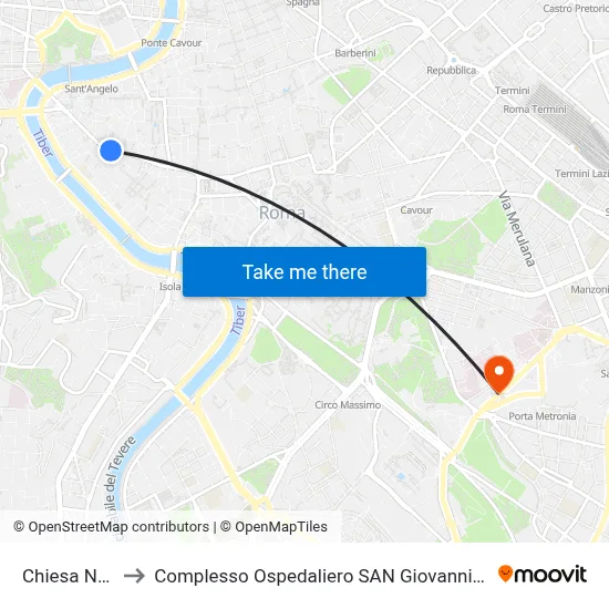 New Church to San Giovanni Addolorata Hospital Complex map