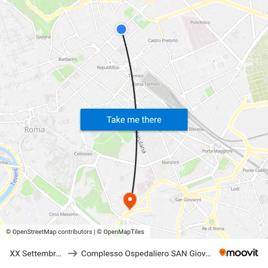 XX September/Piave to San Giovanni Addolorata Hospital Complex map