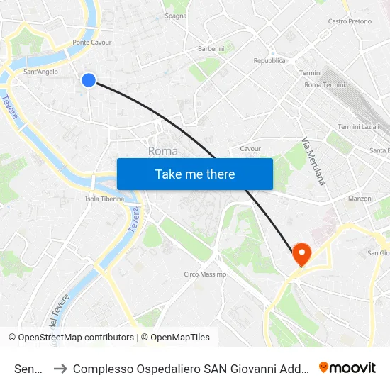 Senate to San Giovanni Addolorata Hospital Complex map