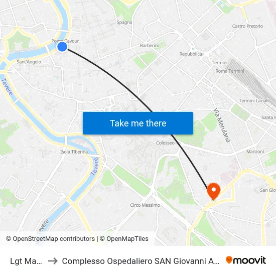 Lungotevere Marzio to San Giovanni Addolorata Hospital Complex map