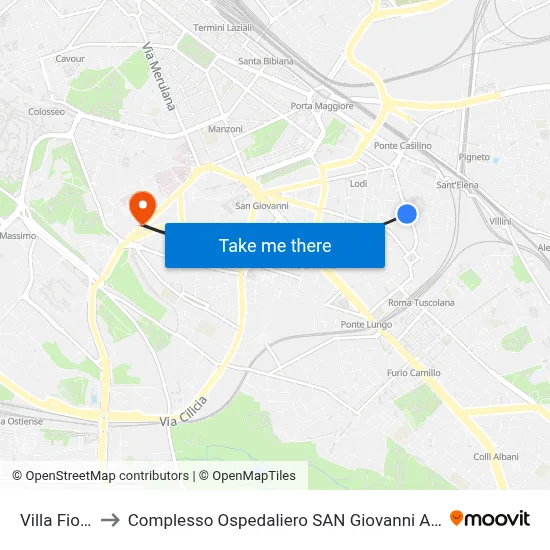 Fiorelli Villa to San Giovanni Addolorata Hospital Complex map