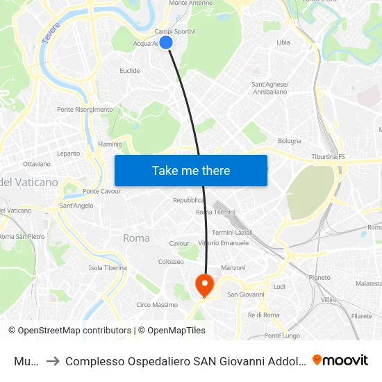 Muse to San Giovanni Addolorata Hospital Complex map