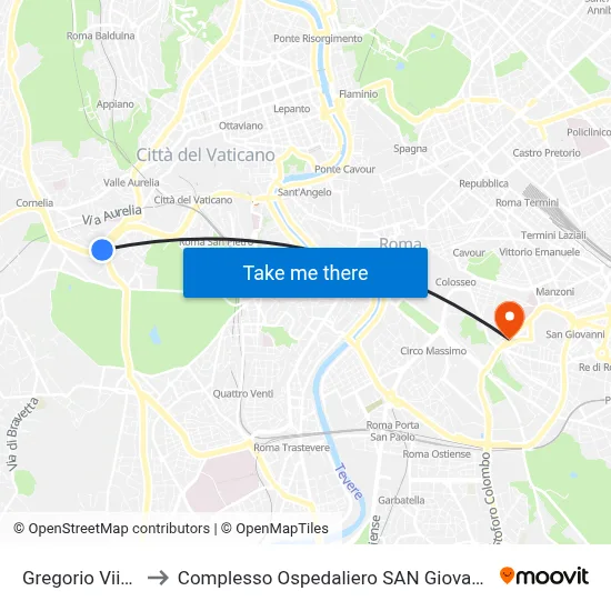 Gregory VII/Pius XI to San Giovanni Addolorata Hospital Complex map