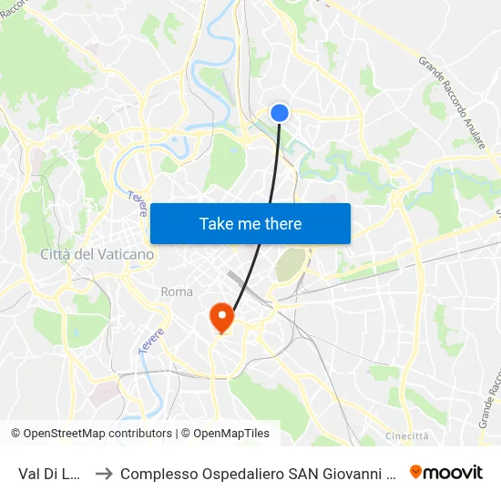 Val Di Lanzo to Complesso Ospedaliero SAN Giovanni Addolorata map