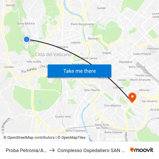 Proba Petronia/Appiano (FL3) to San Giovanni Addolorata Hospital Complex map