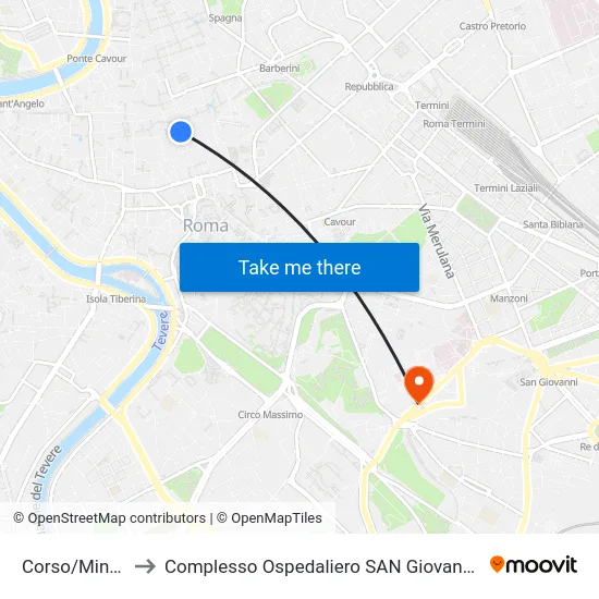Corso/Minghetti to Complesso Ospedaliero SAN Giovanni Addolorata map
