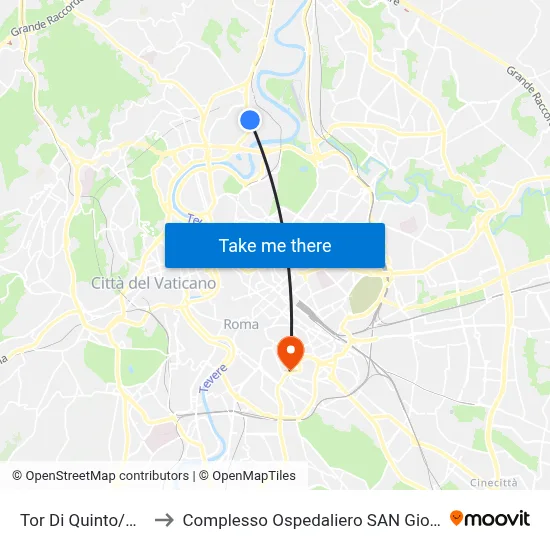 Tor Di Quinto/Number 151 to San Giovanni Addolorata Hospital Complex map
