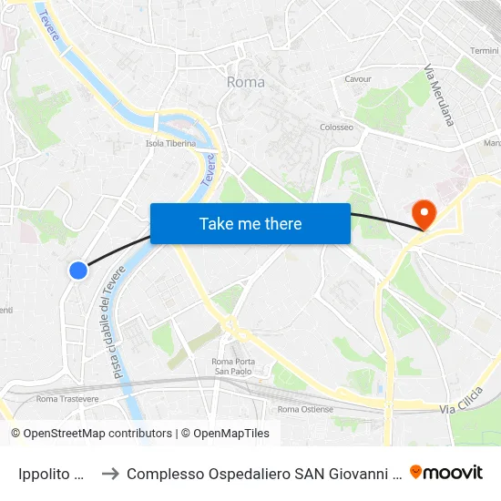 Ippolito Nievo to San Giovanni Addolorata Hospital Complex map