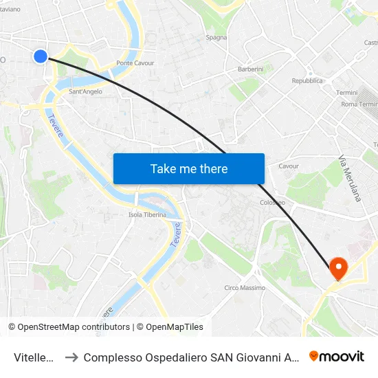 Vitelleschi to Complesso Ospedaliero SAN Giovanni Addolorata map