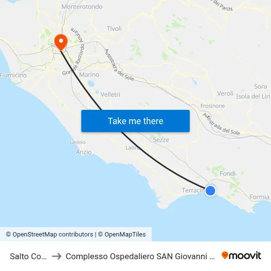 Salto Covino to Complesso Ospedaliero SAN Giovanni Addolorata map