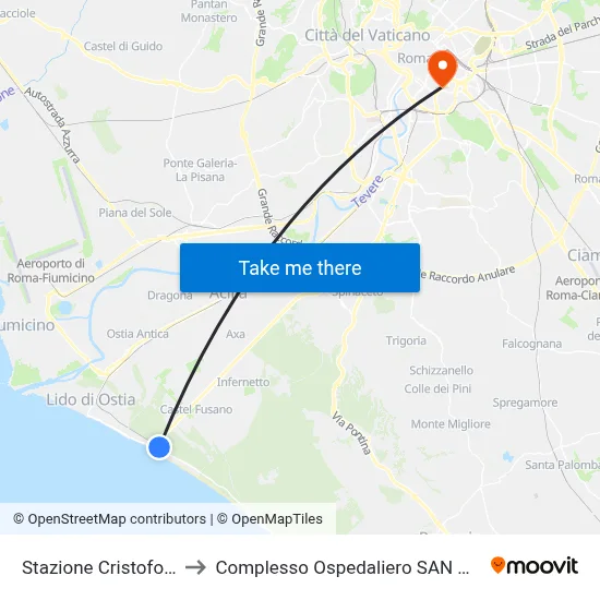 Stazione Cristoforo Colombo to Complesso Ospedaliero SAN Giovanni Addolorata map