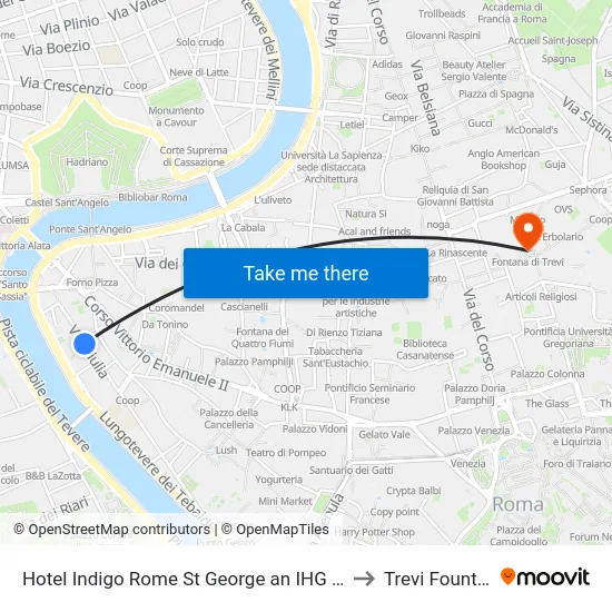 Hotel Indigo Rome St George an IHG Hotel to Trevi Fountain map