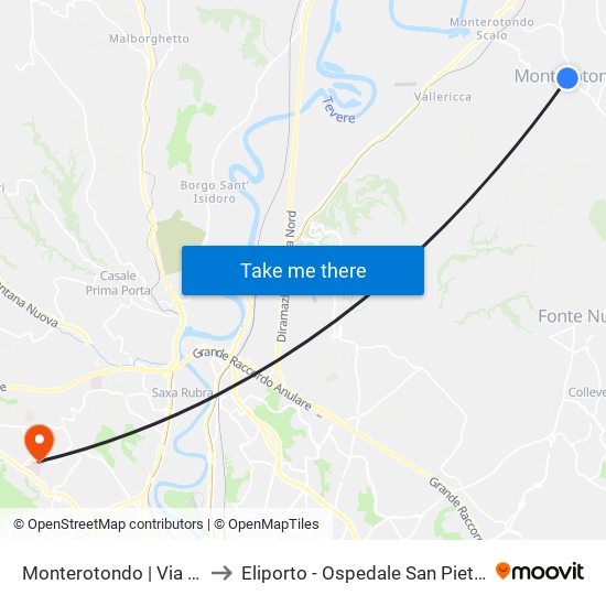Monterotondo | Via XX Settembre to Eliporto - Ospedale San Pietro Fatebenefratelli map