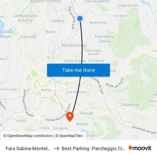 Fara Sabina-Montelibretti to Best Parking- Parcheggio Ciampino map