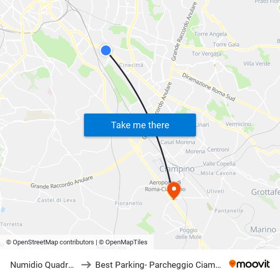 Numidio Quadrato to Best Parking- Parcheggio Ciampino map