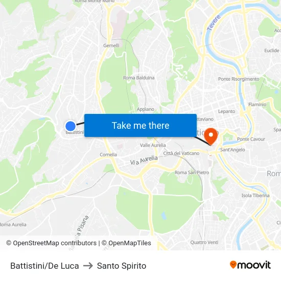 Battistini/De Luca to Santo Spirito map