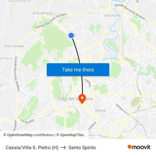 Cassia/Villa S. Pietro (H) to Santo Spirito map