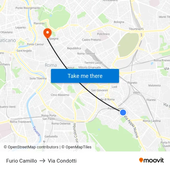 Furio Camillo to Via Condotti map