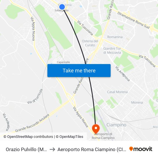 Orazio Pulvillo (Ma) to Aeroporto Roma Ciampino (CIA) map
