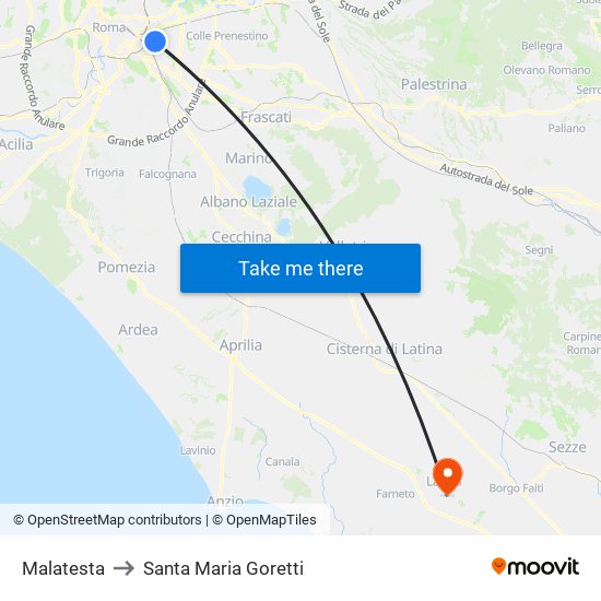 Malatesta to Santa Maria Goretti map