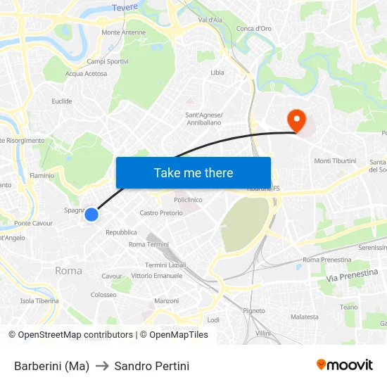 Barberini (Ma) to Sandro Pertini map