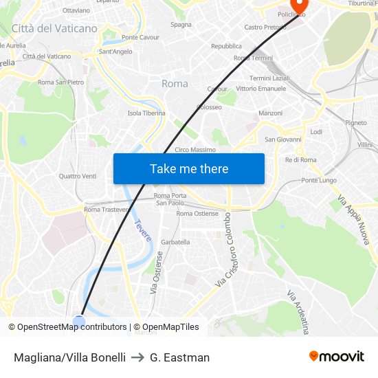 Magliana/Villa Bonelli to G. Eastman map