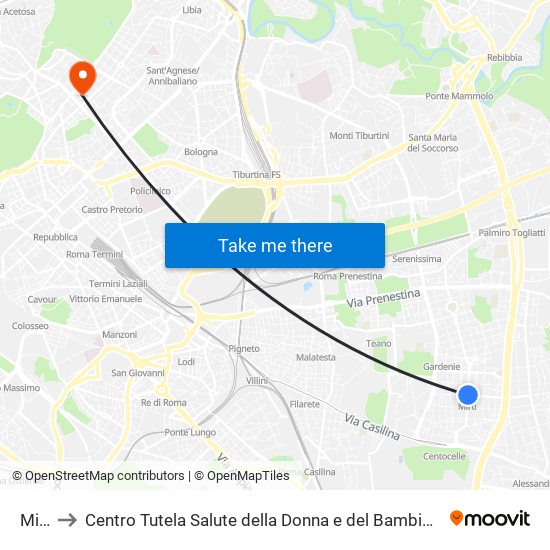 Mirti to Centro Tutela Salute della Donna e del Bambino S. Anna map