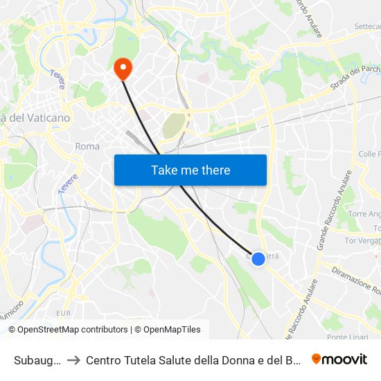 Subaugusta to Centro Tutela Salute della Donna e del Bambino S. Anna map