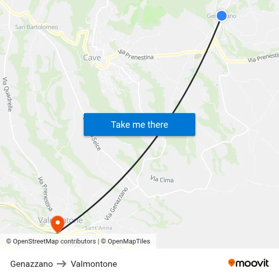 Genazzano to Valmontone map
